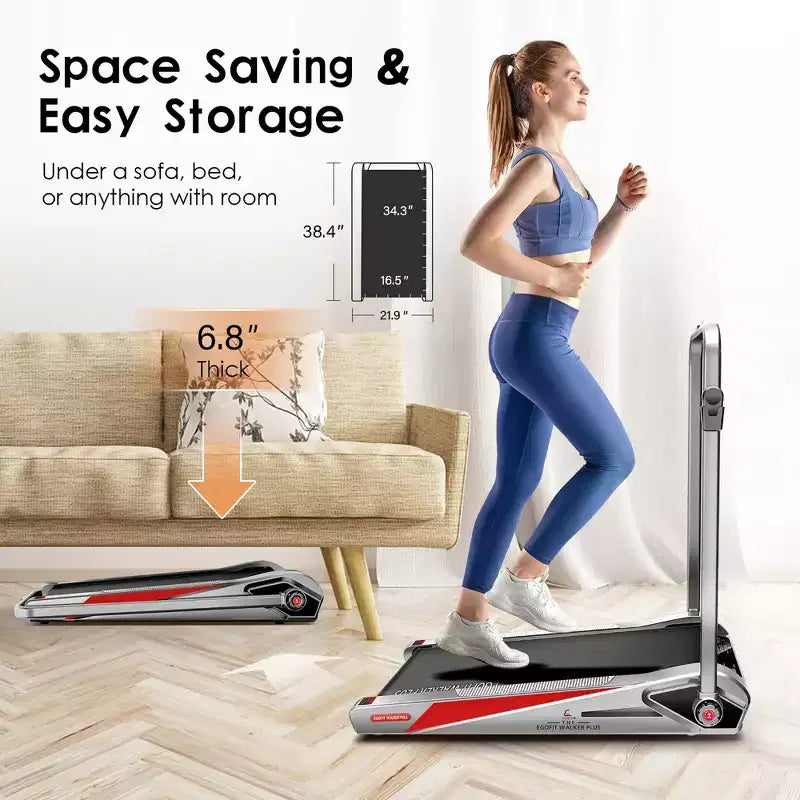 EGOFIT Walker Plus M1T - Gris Froid, Tapis roulant pliable 2-en-1, Marche et Jogging