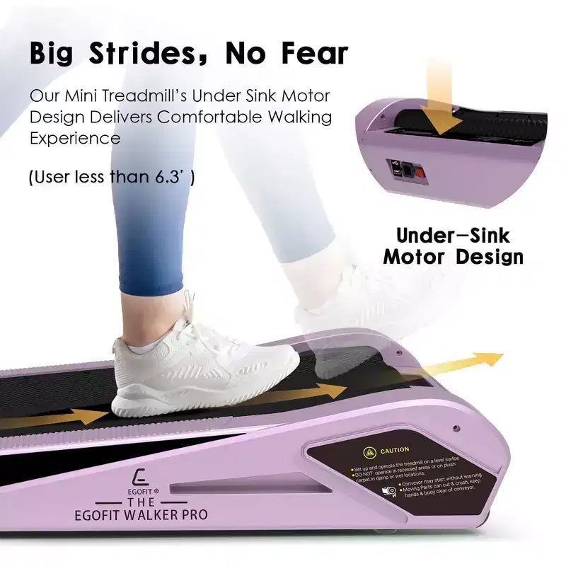 EGOFIT Walker Pro M1 -Sakura Pink,Under Desk Walking Pad,5% Incline, LCD Display