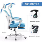 JIONJOY Ergonomic Mesh Gaming Chair with Footrest - 90-135 Recline, Adjustable Lumbar Support & Headrest