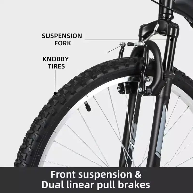 hykolity 26 27.5 Wheel Mountain Bike, 18 Speed MTB Bicycle with Full Suspension, Adjustable Saddle for Outdoor Cycling Men Women