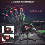 Hoffree Comfort Massage Racing Gaming Chair Ergonomic Office PC Chair with Footrest & RGB Light