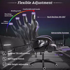 Hoffree Comfort Massage Racing Gaming Chair Ergonomic Office PC Chair with Footrest & RGB Light