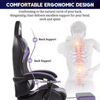 Hoffree Comfort Massage Racing Gaming Chair Ergonomic Office PC Chair with Footrest & RGB Light