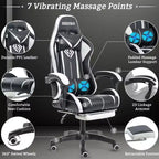 Hoffree Comfort Massage Racing Gaming Chair Ergonomic Office PC Chair with Footrest & RGB Light