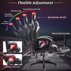 Hoffree Comfort Massage Racing Gaming Chair Ergonomic Office PC Chair with Footrest & RGB Light