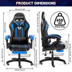 Hoffree Comfort Massage Racing Gaming Chair Ergonomic Office PC Chair with Footrest & RGB Light