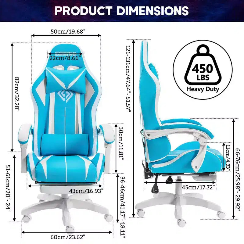 Hoffree Comfort Massage Racing Gaming Chair Ergonomic Office PC Chair with Footrest & RGB Light