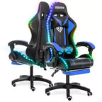 Hoffree Comfort Massage Racing Gaming Chair Ergonomic Office PC Chair with Footrest & RGB Light