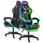 Hoffree Comfort Massage Racing Gaming Chair Ergonomic Office PC Chair with Footrest & RGB Light