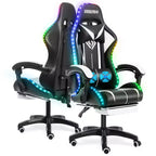 Hoffree Comfort Massage Racing Gaming Chair Ergonomic Office PC Chair with Footrest & RGB Light