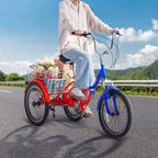VEVOR Tricycle pliant adulte, 20 pouces 7 vitesses, en acier au carbone, vélo cruiser à 3 roues avec grand panier et siège réglable