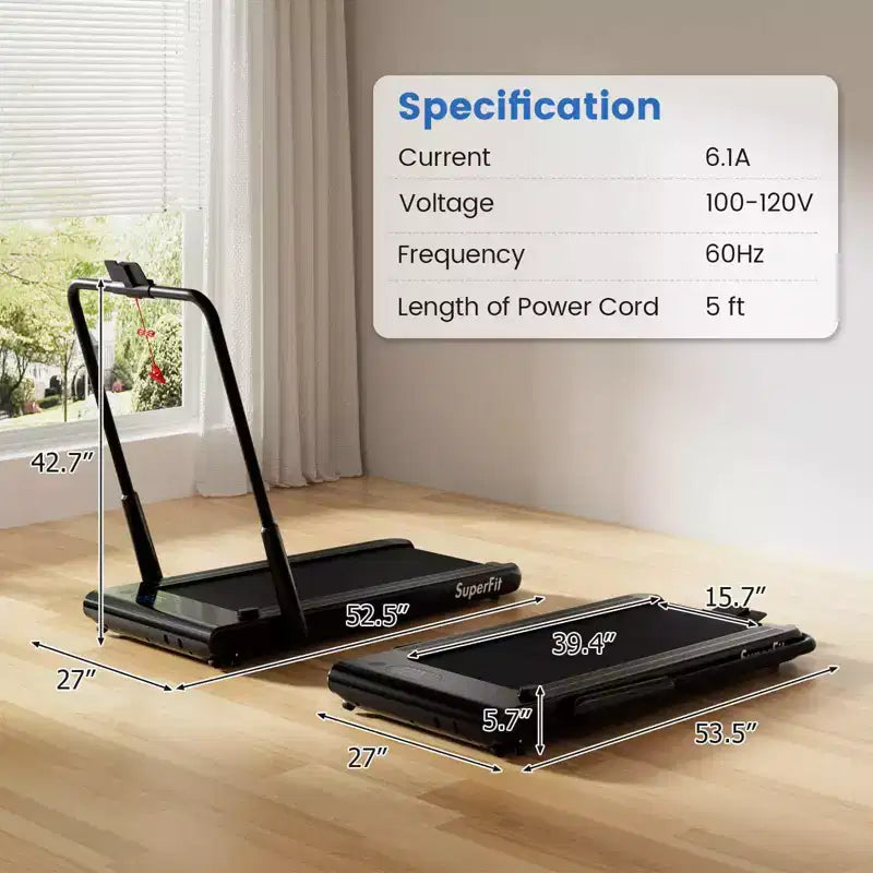 Tapis roulant pliable 3-en-1 Costway avec applications intelligentes, télécommande, écran LED et haut-parleurs bleu/argent