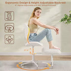 Pinmoco Armless Cross Legged Office Chair, Extra Wide Seat, 360 Swivel Design, Ergonomic Desk Chair for Home Office, Gaming & Meditation