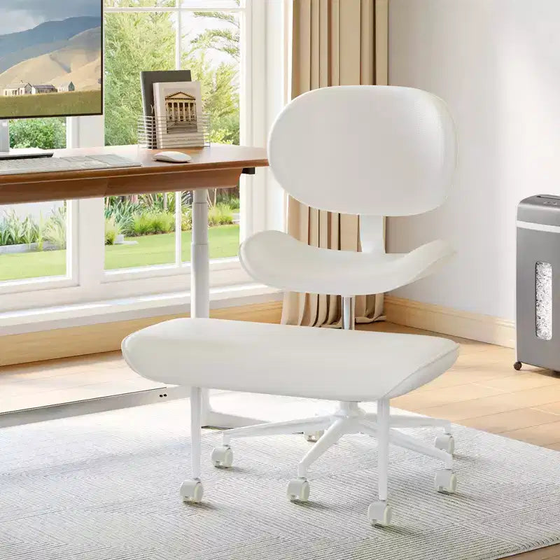 Pinmoco Armless Cross Legged Office Chair, Extra Wide Seat, 360 Swivel Design, Ergonomic Desk Chair for Home Office, Gaming & Meditation