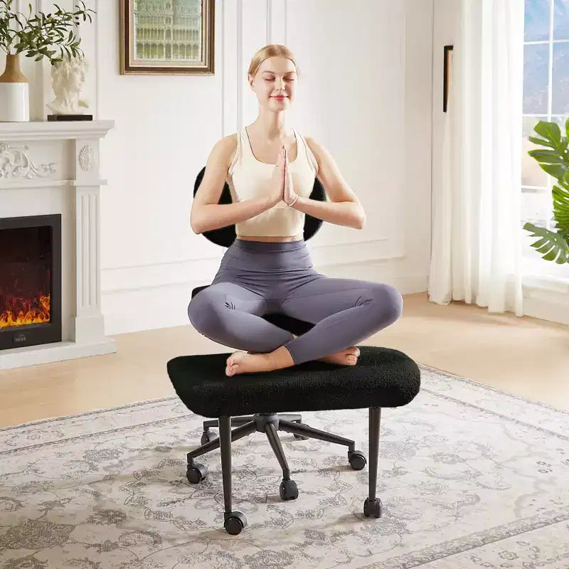 Pinmoco Armless Cross Legged Office Chair, Extra Wide Seat, 360 Swivel Design, Ergonomic Desk Chair for Home Office, Gaming & Meditation