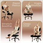 Pinmoco Armless Cross Legged Office Chair, Extra Wide Seat, 360 Swivel Design, Ergonomic Desk Chair for Home Office, Gaming & Meditation