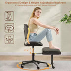 Pinmoco Armless Cross Legged Office Chair, Extra Wide Seat, 360 Swivel Design, Ergonomic Desk Chair for Home Office, Gaming & Meditation