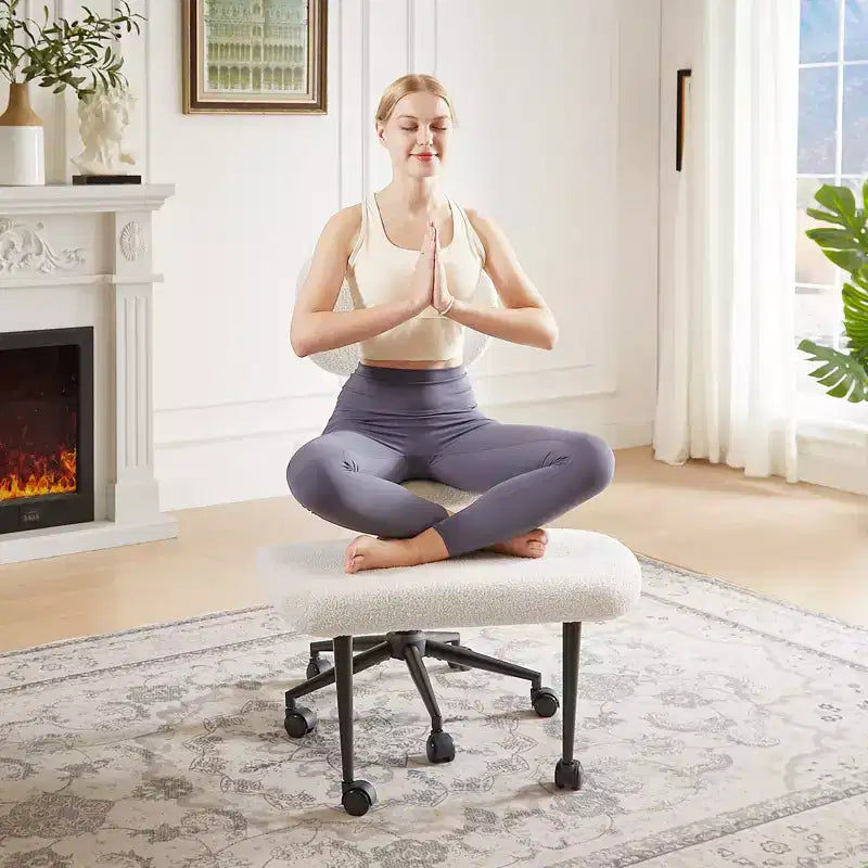 Pinmoco Armless Cross Legged Office Chair, Extra Wide Seat, 360 Swivel Design, Ergonomic Desk Chair for Home Office, Gaming & Meditation