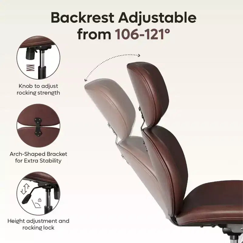 Bestier Swivel Office Chair With Ottoman, Reclining Desk Chair with Adjustable High Back & Headrest, PU Gaming Chair Ergonomic Computer Chair