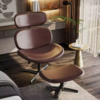Bestier Swivel Office Chair With Ottoman, Reclining Desk Chair with Adjustable High Back & Headrest, PU Gaming Chair Ergonomic Computer Chair