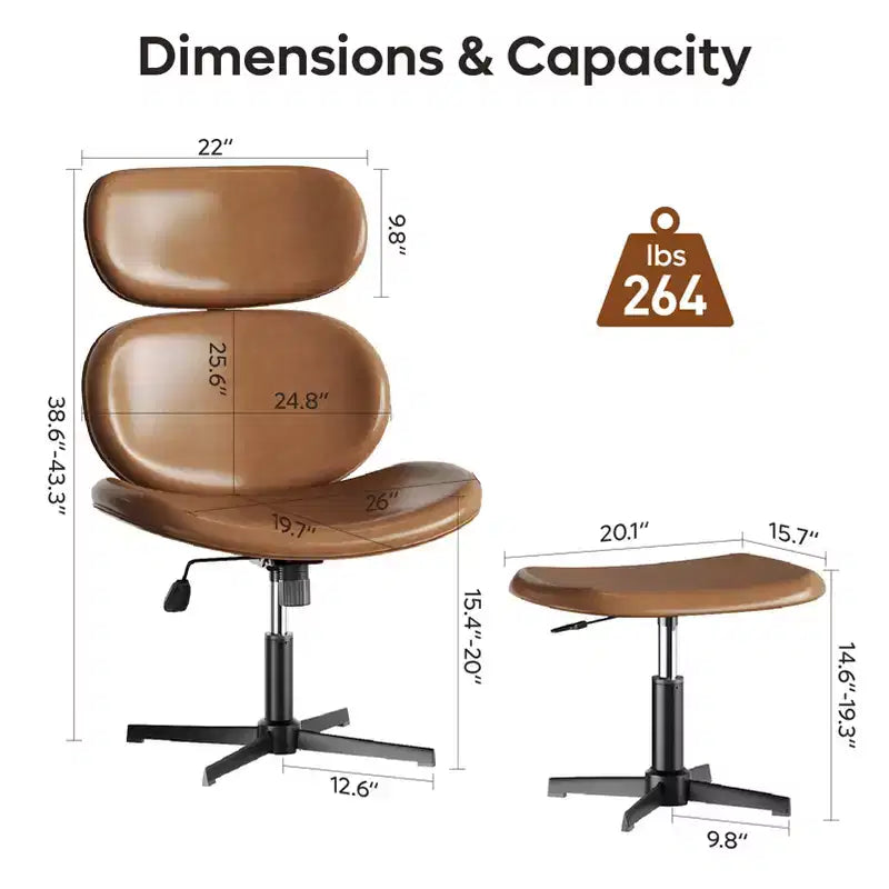 Bestier Swivel Office Chair With Ottoman, Reclining Desk Chair with Adjustable High Back & Headrest, PU Gaming Chair Ergonomic Computer Chair