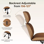 Bestier Swivel Office Chair With Ottoman, Reclining Desk Chair with Adjustable High Back & Headrest, PU Gaming Chair Ergonomic Computer Chair