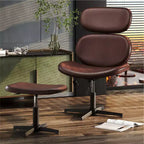 Bestier Swivel Office Chair With Ottoman, Reclining Desk Chair with Adjustable High Back & Headrest, PU Gaming Chair Ergonomic Computer Chair