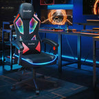 Bestier Breathable Fabric Gaming Chair with RGB LED Lighting and Adjustable Armrests