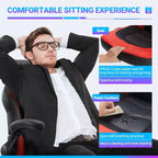 Bestier Gaming Chair, PU Leather Computer Swivel Chair with Lumbar Support, Adjustable Backrest and Flip-up Armrest for Home Office Desk Chair