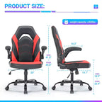 Bestier Gaming Chair, PU Leather Computer Swivel Chair with Lumbar Support, Adjustable Backrest and Flip-up Armrest for Home Office Desk Chair