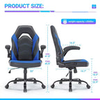 Bestier Gaming Chair, PU Leather Computer Swivel Chair with Lumbar Support, Adjustable Backrest and Flip-up Armrest for Home Office Desk Chair