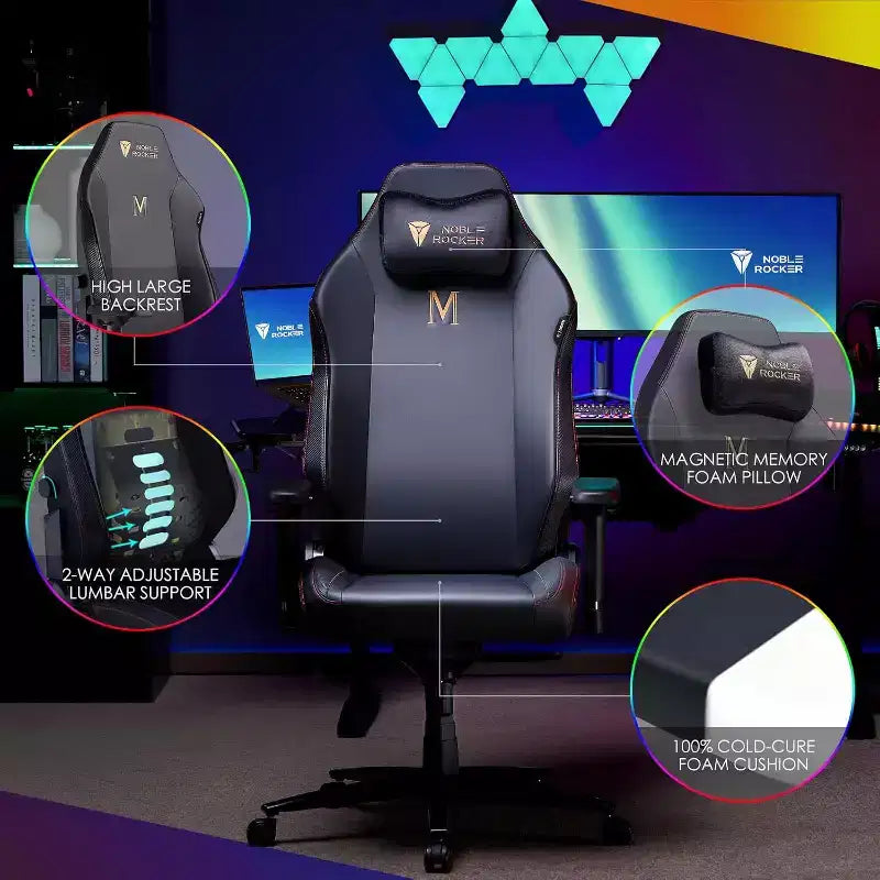Chaise de jeu AMERLIFE, ergonomique, avec support lombaire, appui-tête et accoudoirs 4D pour ordinateur