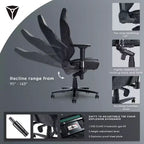 Chaise de jeu AMERLIFE, ergonomique, avec support lombaire, appui-tête et accoudoirs 4D pour ordinateur