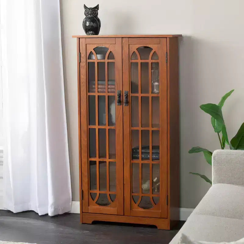 Meuble TV avec portes vitrées – Chêne – SEI
