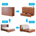 Lit escamotable Queen Mjkone avec station de recharge, lit pliable de style armoire peu encombrant avec matelas