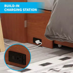 Lit escamotable Queen Mjkone avec station de recharge, lit pliable de style armoire peu encombrant avec matelas