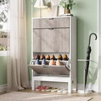 Meuble de Rangement à Chaussures avec 2 Tiroirs Basculants, Organisateur de Chaussures, Étagère à Chaussures Autoportante Étroite et Discrète