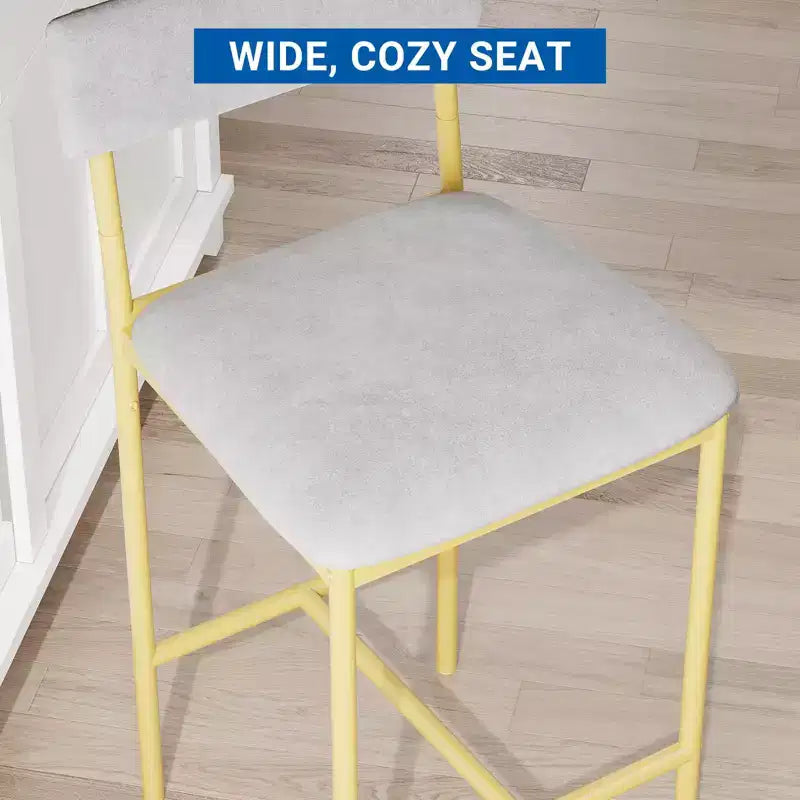 Ensemble table à manger et 2 tabourets de bar, Table de cuisine hauteur comptoir avec 2 tabourets de bar rembourrés, Ensemble table et chaises de salle à manger avec étagères de rangement