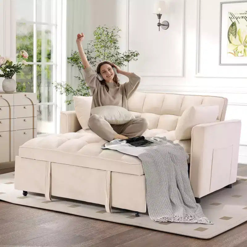 Canapé-lit convertible Bestier 55'', canapé moderne en tissu chenille avec lit gigogne et ports USB pour salon, camping-car, caravane, sous-sol