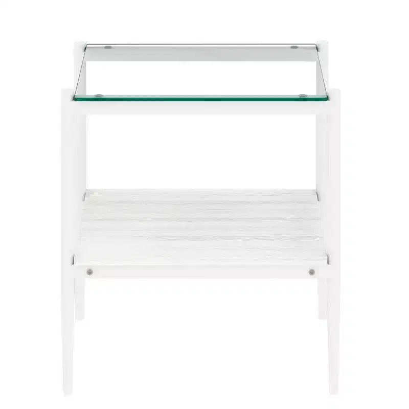 Lot de 2 tables d'appoint rectangulaires, plateau en verre trempé avec couche MDF, verre transparent