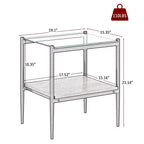 Lot de 2 tables d'appoint rectangulaires, plateau en verre trempé avec couche MDF, verre transparent