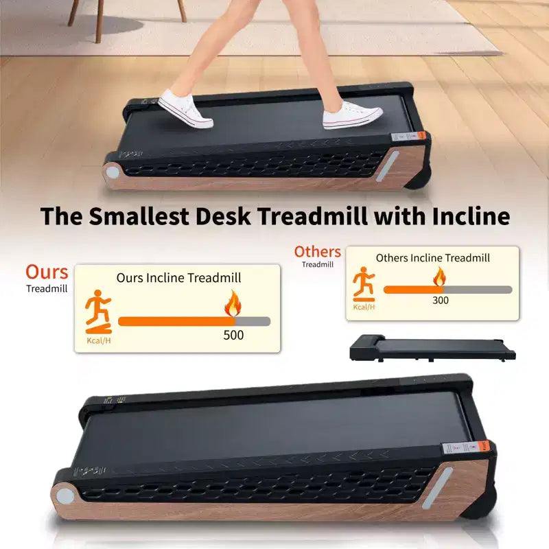 NAYSAYE Tapis de course inclinable portable, Design pleine surface, Absorption des chocs pour la maison, Noir et gris, 38.9*21.3*6.9