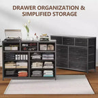 Commode double usage à 10 tiroirs et meuble TV, centre de divertissement pour téléviseurs de 55 pouces, organisateur de rangement pour chambre/salon/entrée