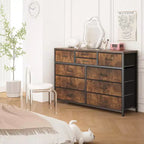 Commode double usage à 10 tiroirs et meuble TV, centre de divertissement pour téléviseurs de 55 pouces, organisateur de rangement pour chambre/salon/entrée