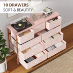 Commode double usage à 10 tiroirs et meuble TV, centre de divertissement pour téléviseurs de 55 pouces, organisateur de rangement pour chambre/salon/entrée