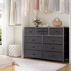 Commode double usage à 10 tiroirs et meuble TV, centre de divertissement pour téléviseurs de 55 pouces, organisateur de rangement pour chambre/salon/entrée