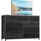 Commode double usage à 10 tiroirs et meuble TV, centre de divertissement pour téléviseurs de 55 pouces, organisateur de rangement pour chambre/salon/entrée