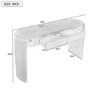 MAYEERTY Console avec plateau ovale en bois naturel et design cannelé, 2 tiroirs pour entrée et salon, noir