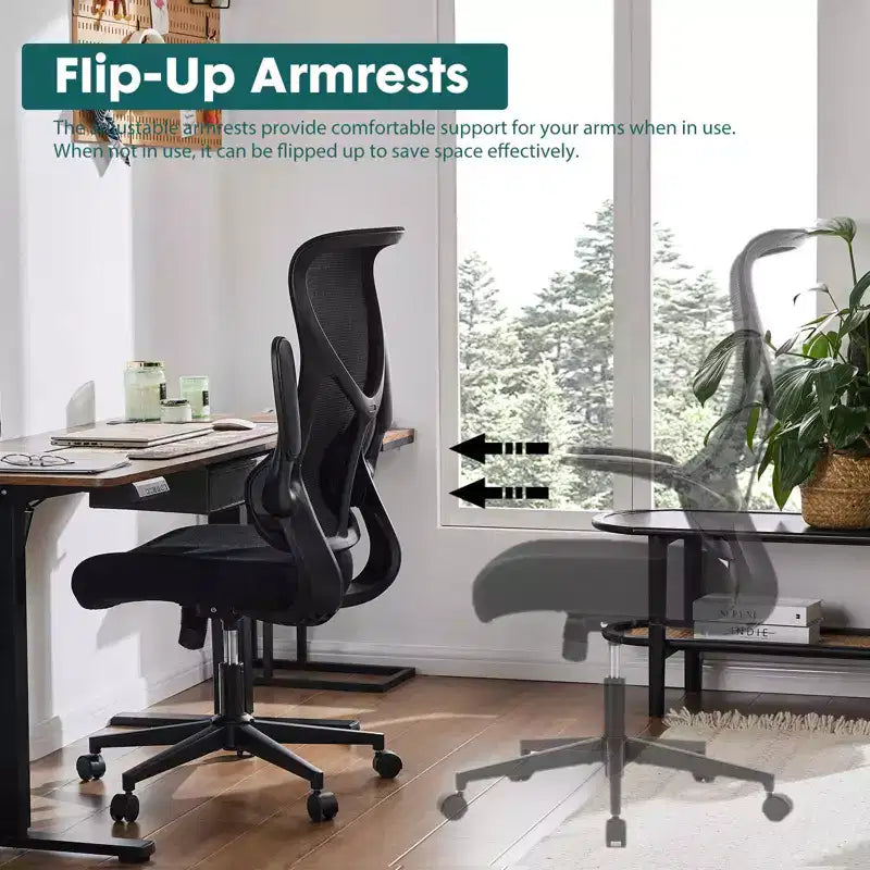 Chaise de bureau MAYEERTY avec accoudoirs relevables, design compact, se glisse sous le bureau