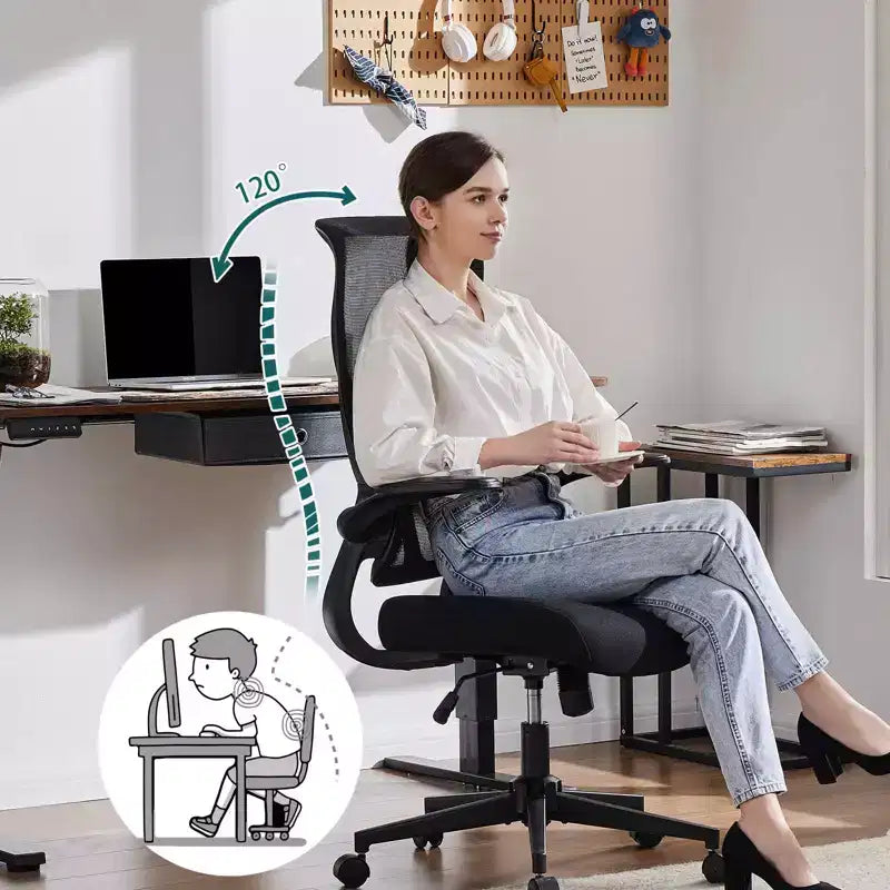 Chaise de bureau MAYEERTY avec accoudoirs relevables, design compact, se glisse sous le bureau